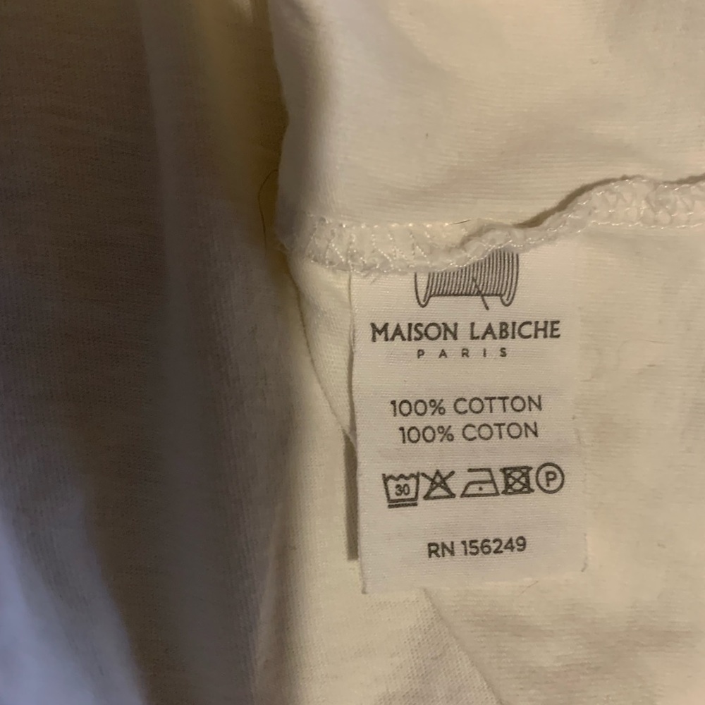 Designer embroidered white tee Maison Labiche Paris Medium snow bunny rare tee - Picture 7 of 7